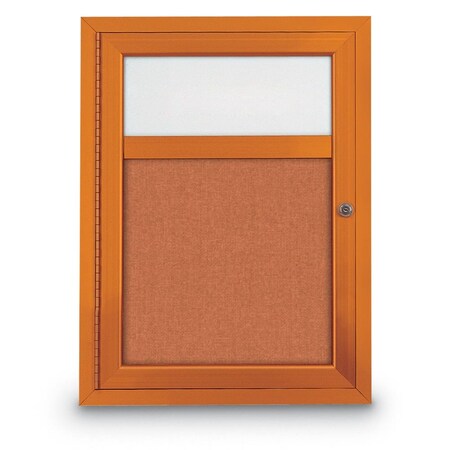 United Visual Products Slim Enclosed Corkboard, 30"x30", Gold Alum Frame/Blue Spruce UVEB3030-GOLD-BLSPRU